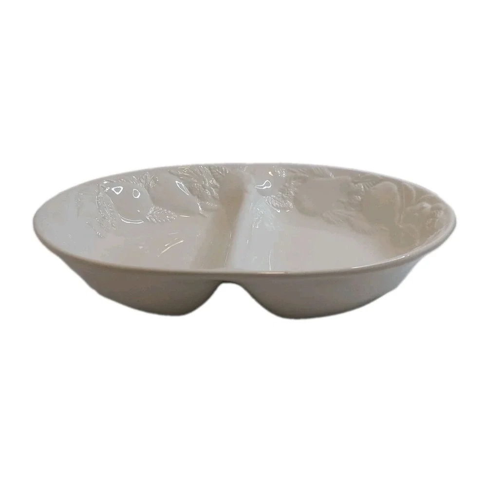 Winsor Browne AN12 Serving Dish‎ Embossed Floral Pattern Oval Made In Italy #8B6